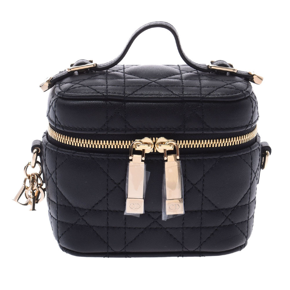 CHRISTIAN DIOR Lady Vanity Black Lambskin Handbag